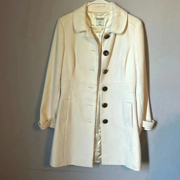 Old Navy Woman Wool Blend Ivory Coat size Small - Picture 1 of 6